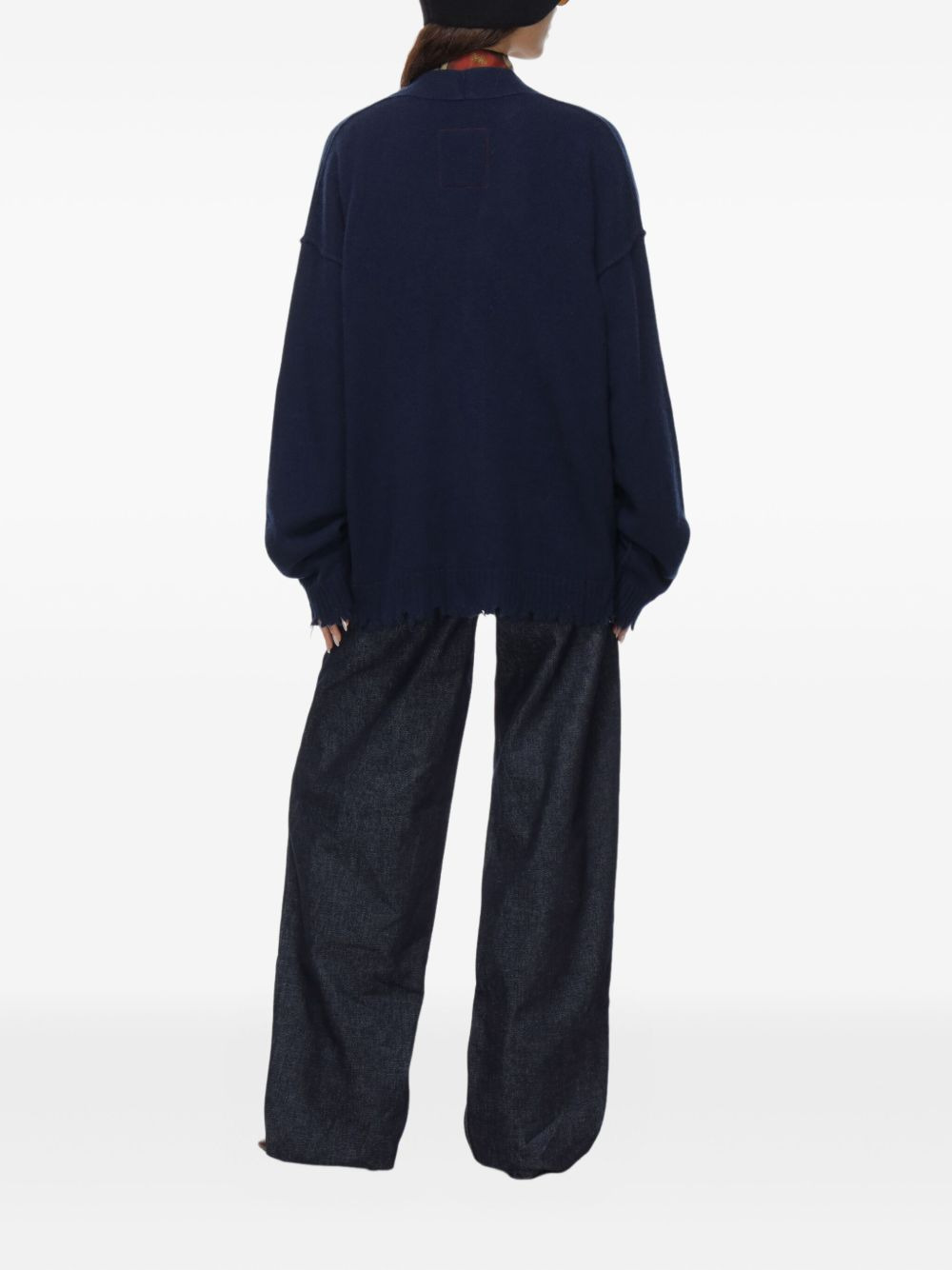 Over frayed button-down cardigan - 4
