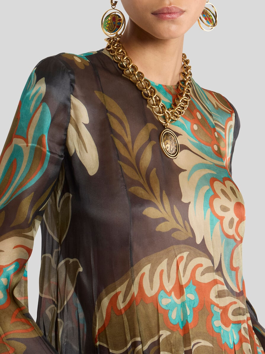 PLEATED SILK MINI DRESS - 2