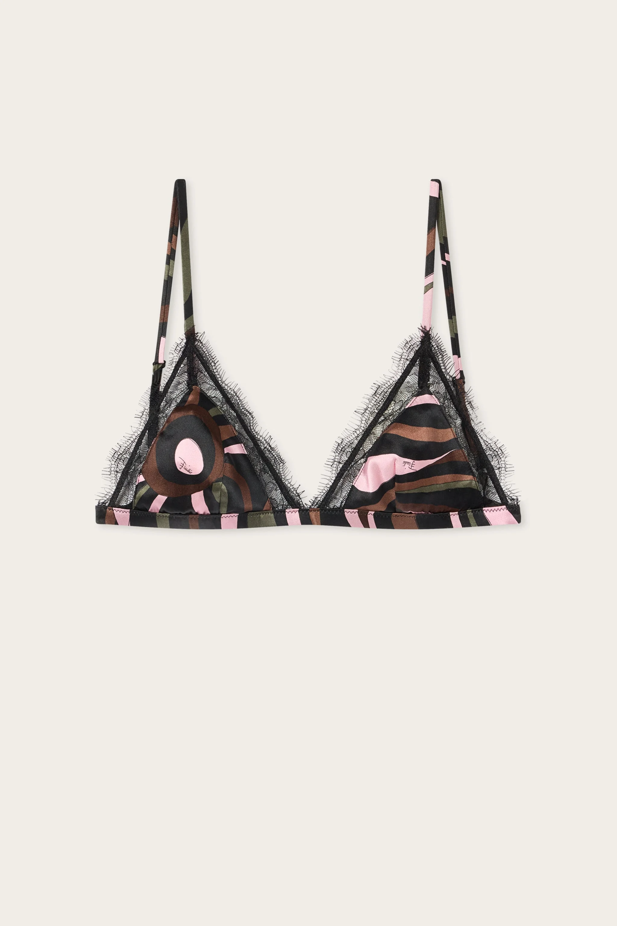 MARMO PRINT STRETCH SILK SATIN BRALETTE - 1