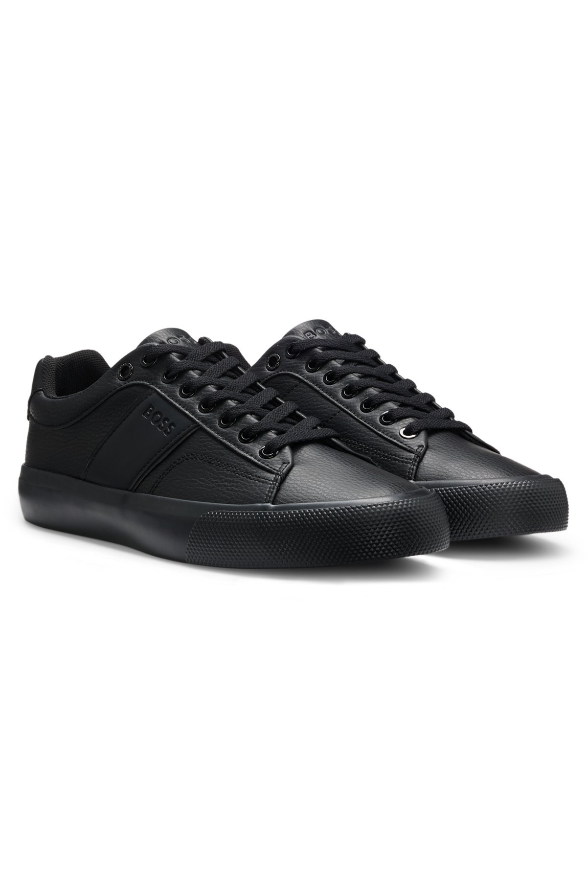 FAUX-LEATHER TRAINERS WITH PLAIN AND GRAINED TEXTURES - 2