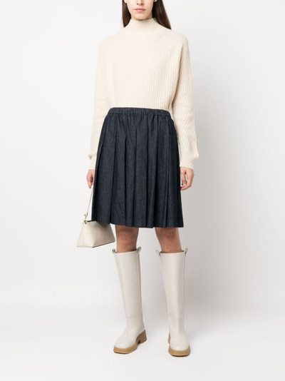 Aspesi pleated chambray cotton skirt outlook