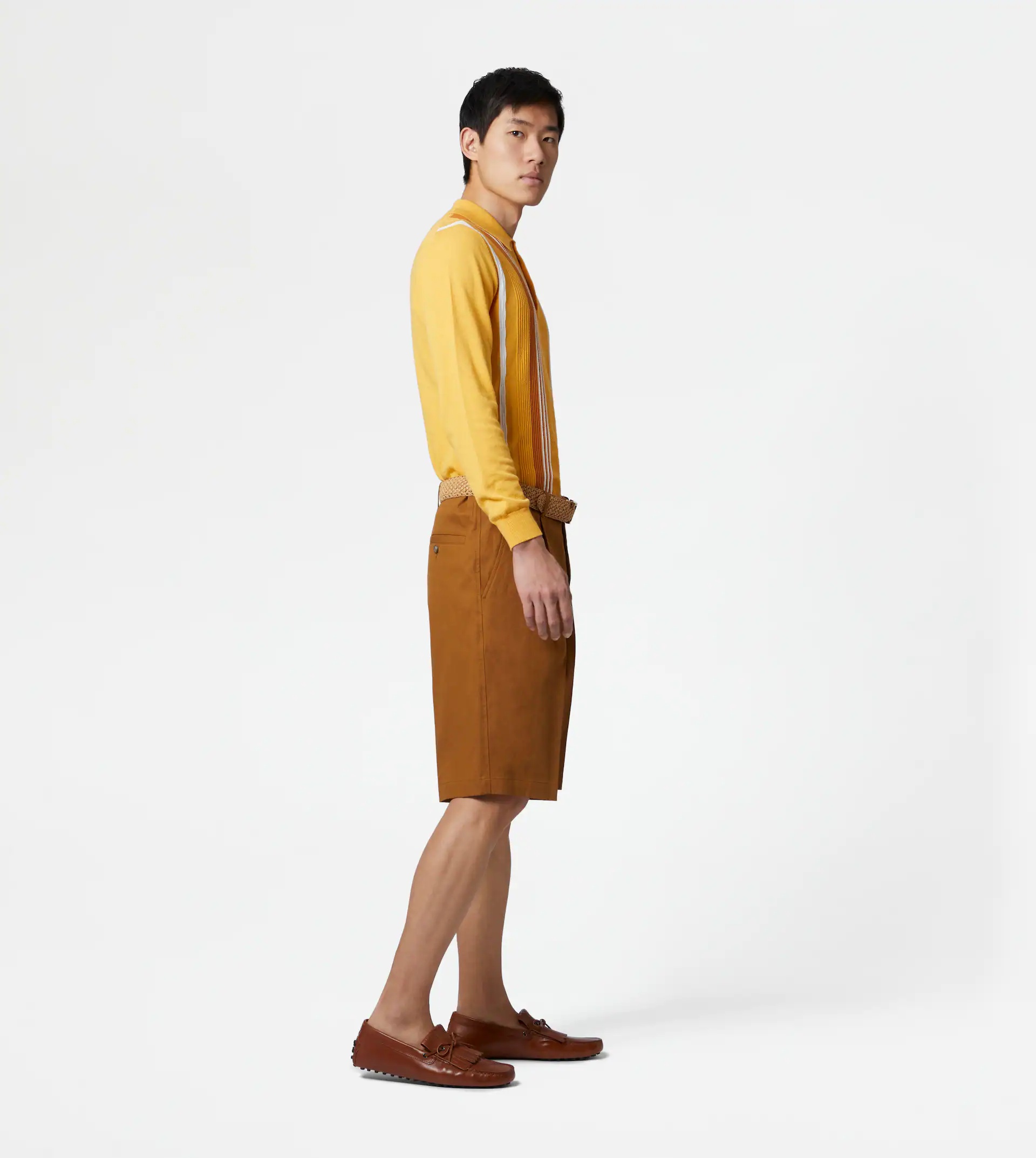 BERMUDA SHORTS WITH DARTS - BROWN - 4