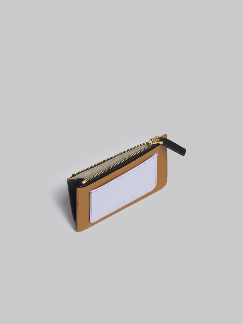 Marni BROWN LILAC AND BLACK SAFFIANO LEATHER CARD CASE outlook
