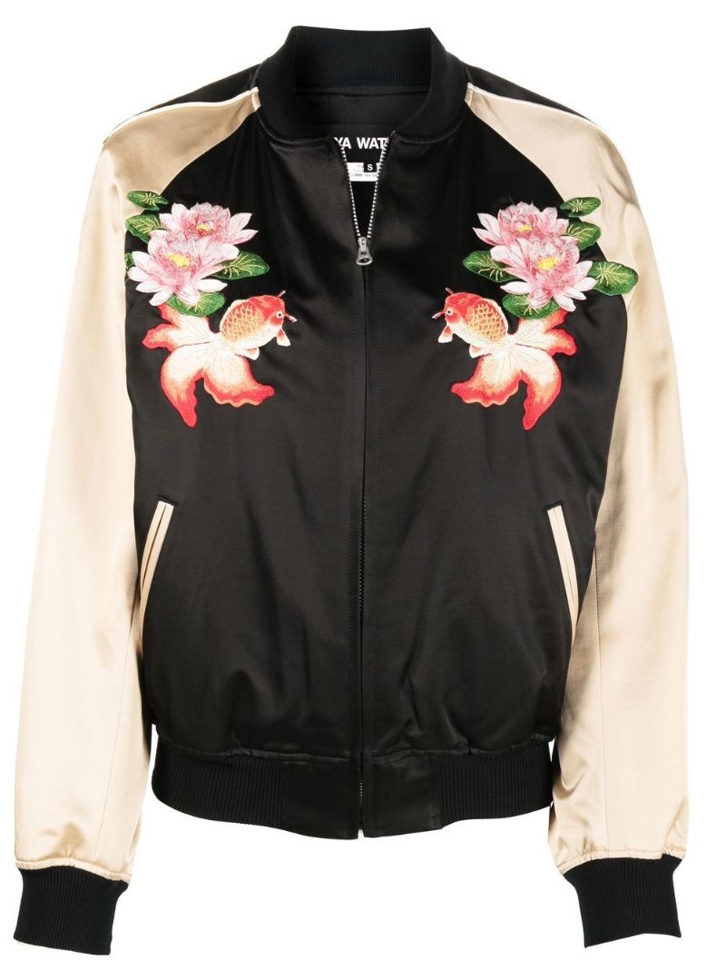 floral-embroidered bomber jacket - 1