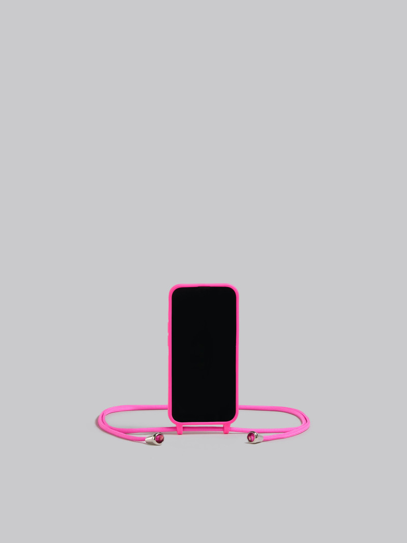 FUCHSIA GUMMY IPHONE COVER WITH NECK STRAP 1
