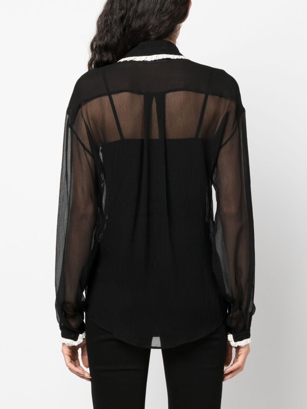 ruffled sheer silk blouse - 4