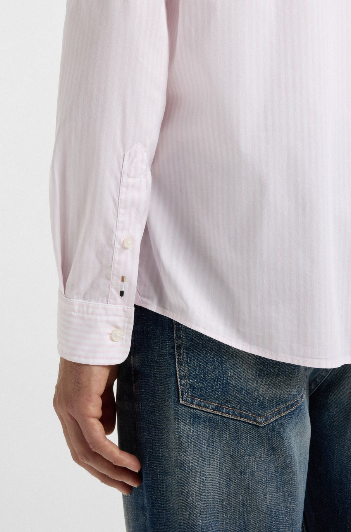 SLIM-FIT SHIRT IN A STRIPED COTTON BLEND - 6
