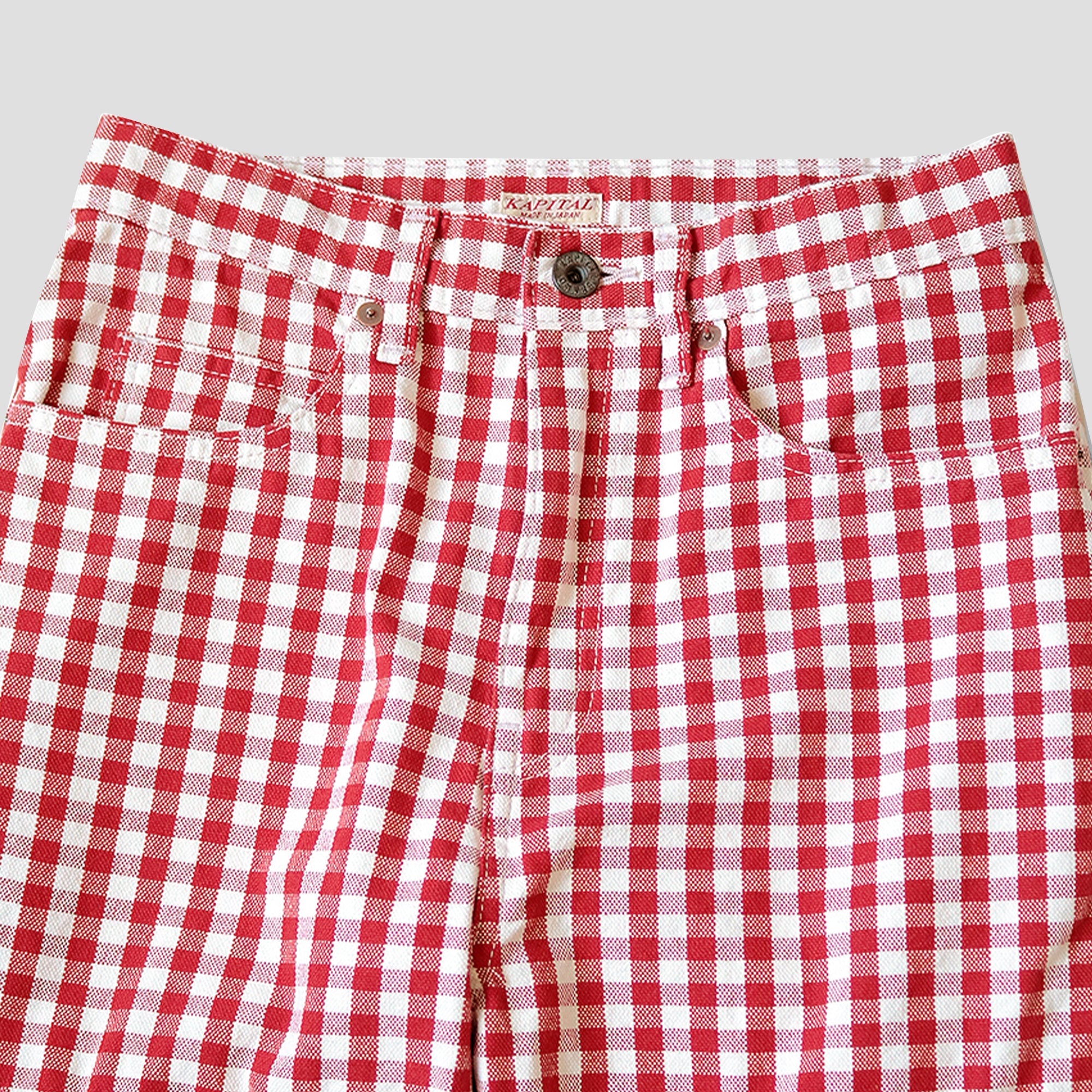 CANVAS GINGHAM CHECK 5P WINDOWPANE FLARE PANTS LADIES - 3