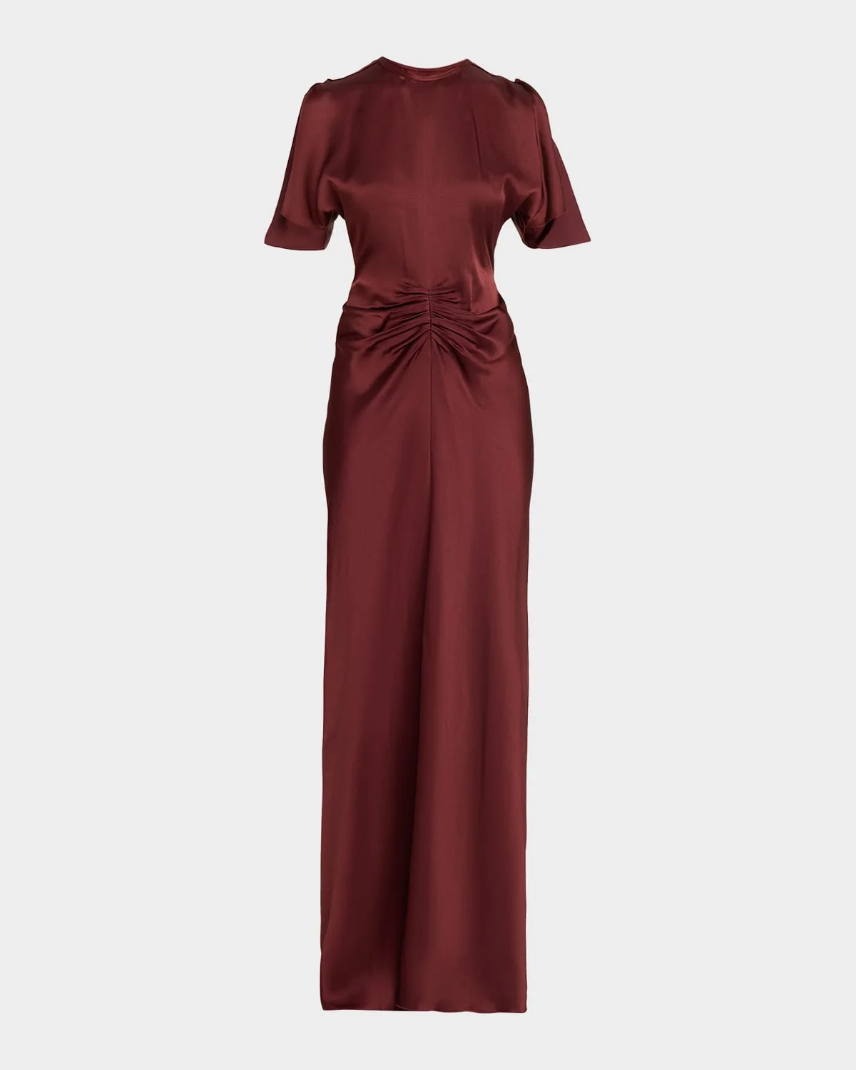 Gathered Waist Satin Maxi Dress - 1