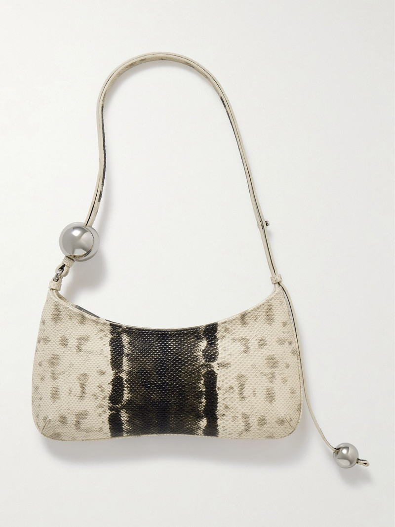 Le Bisou Perle embellished snake-effect leather shoulder bag Beige 3
