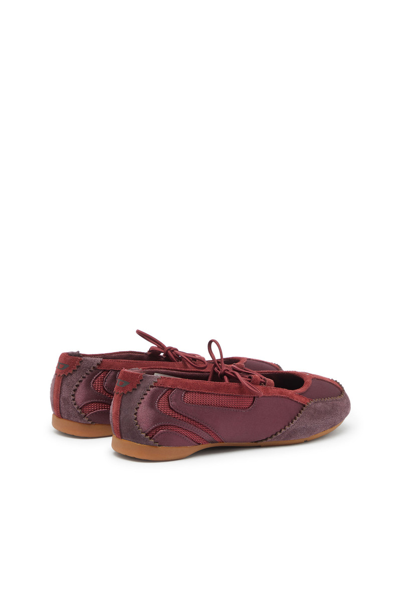 Diesel D-MILE - LACE-UP BALLERINA FLATS IN LEATHER AND MESH outlook