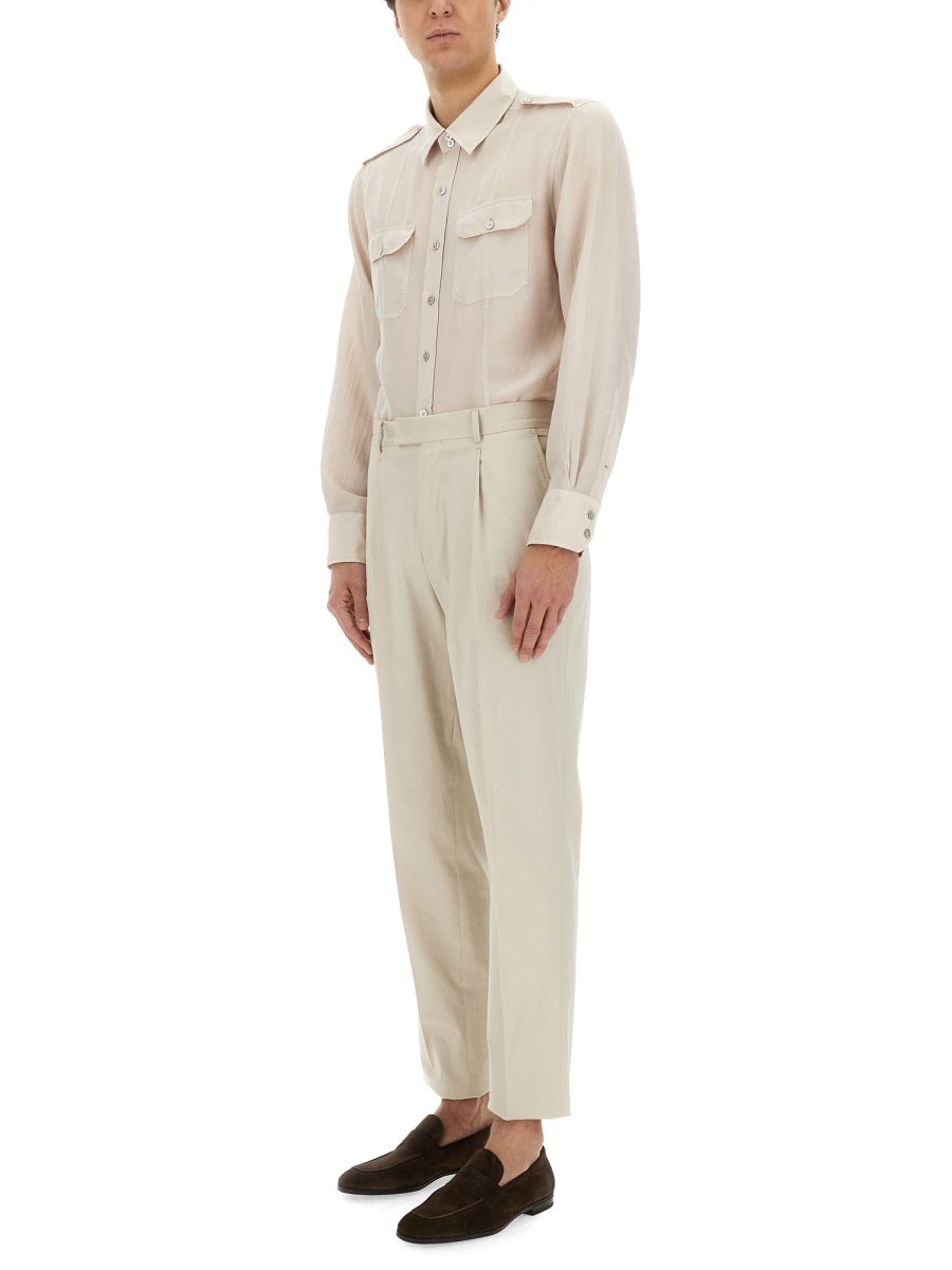 Tom Ford Men Cotton And Silk Military Shirt - 2