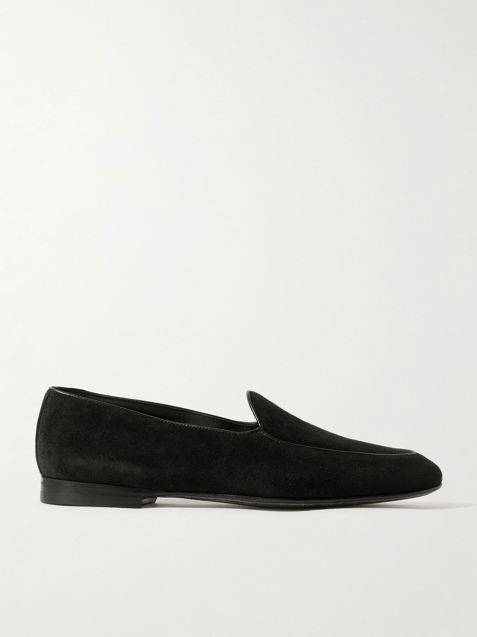 Modena Leather-Trimmed Suede Loafers Black - 1