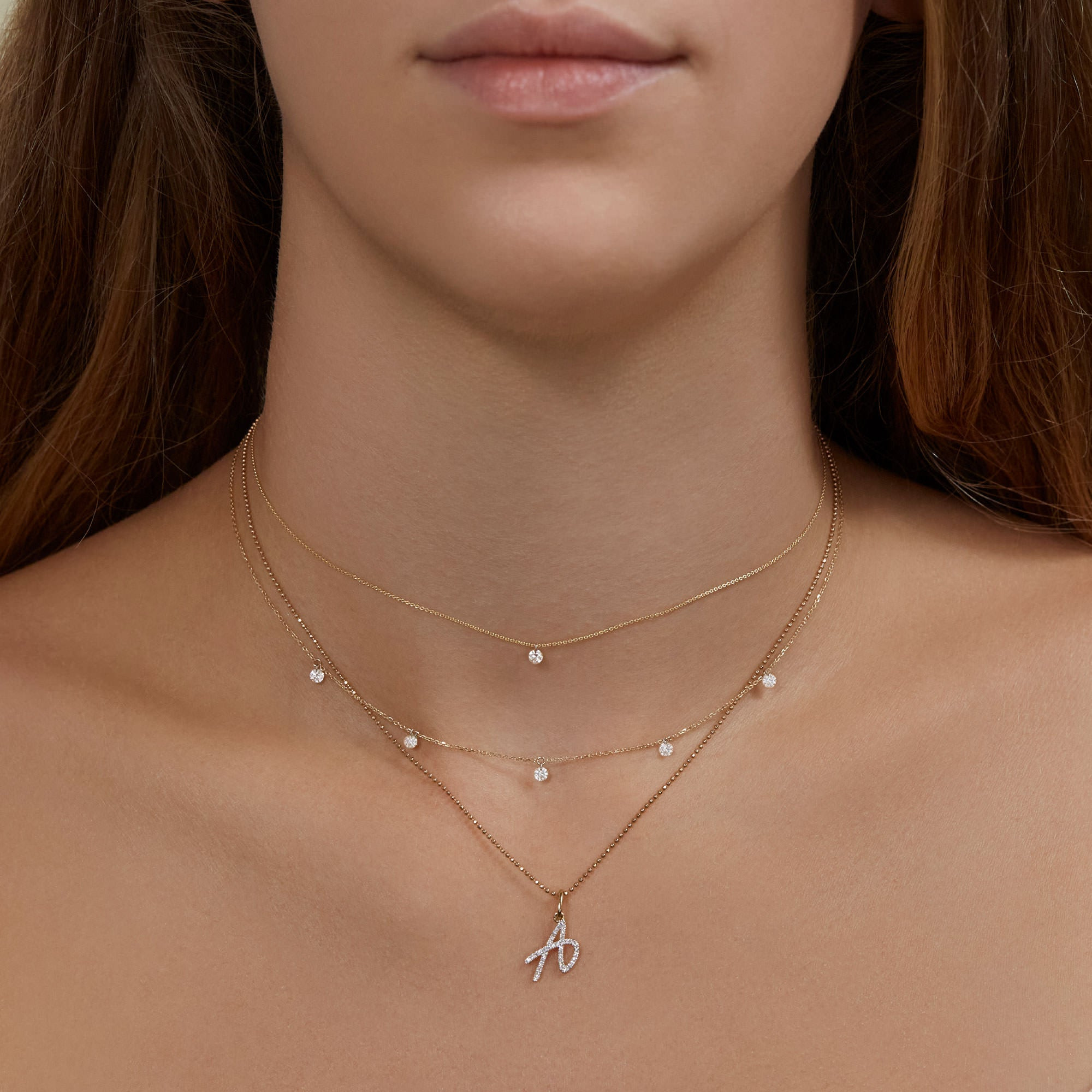 Tiny 5 Diamond Twinkle Necklace - 4