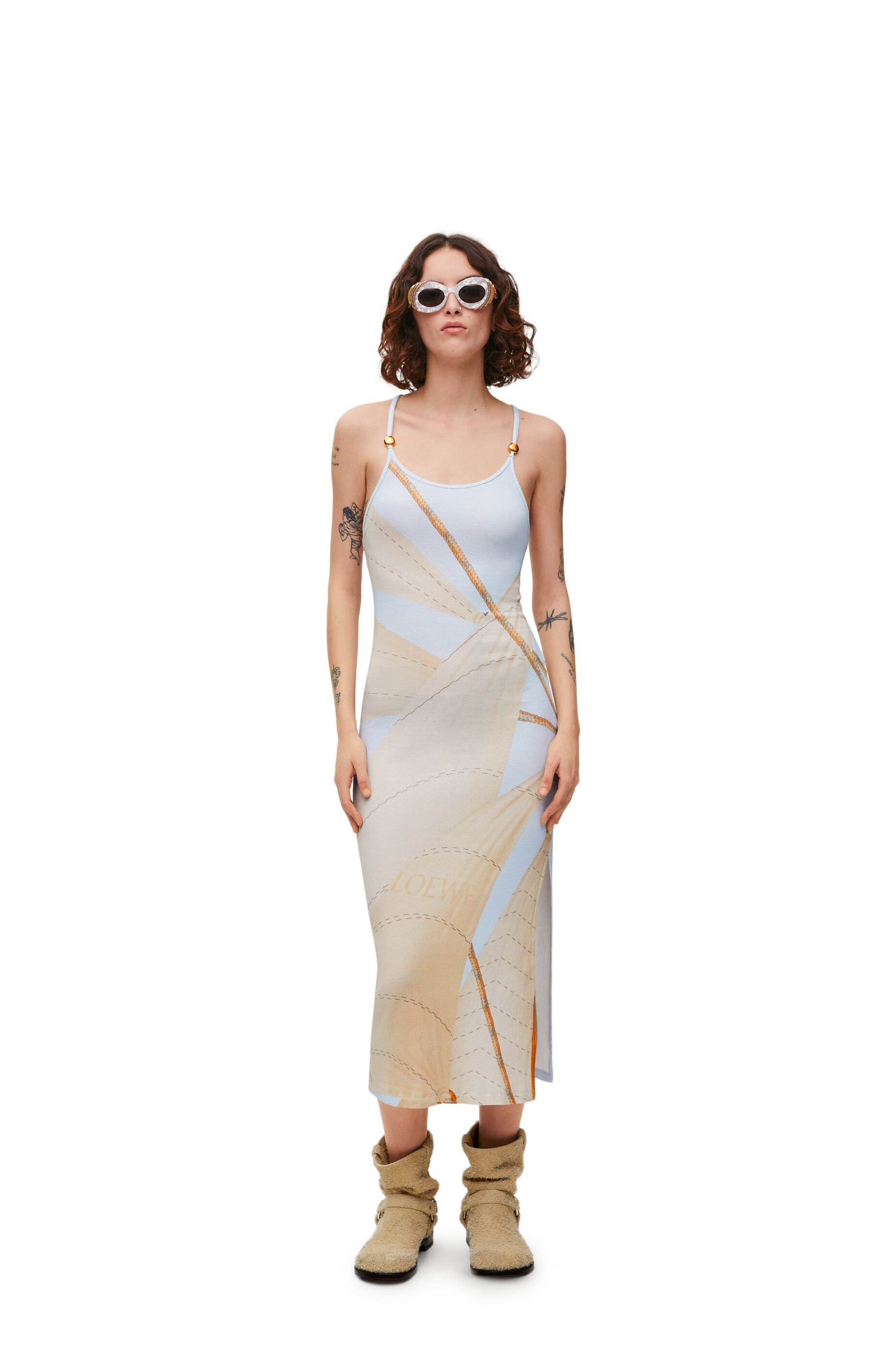 Strappy dress in cotton blend - 2