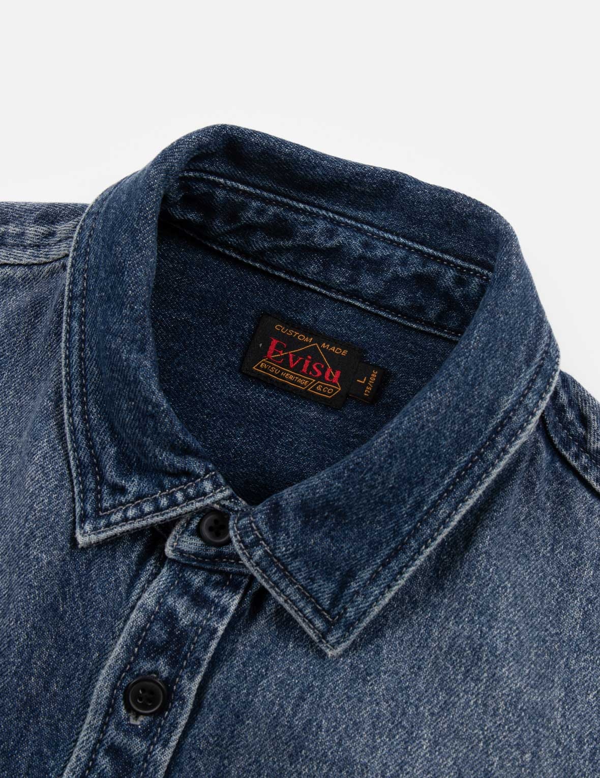 GRUNGE STYLE LOGO AND SEAGULL APPLIQUÉ RELAX FIT DENIM SHIRT - 10