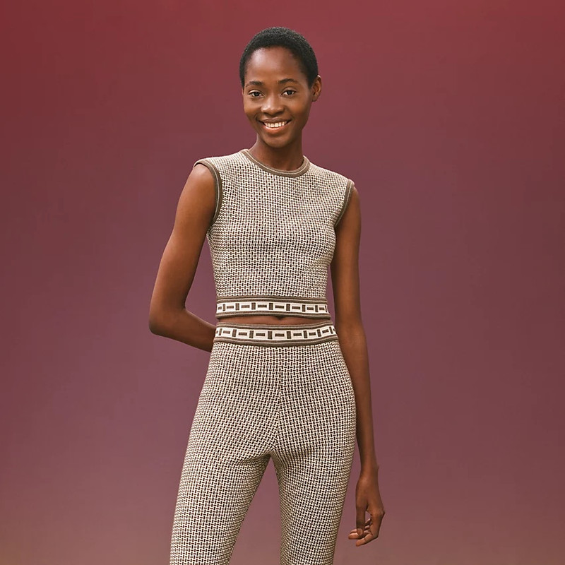 "Mosaique" sleeveless cropped sweater 1