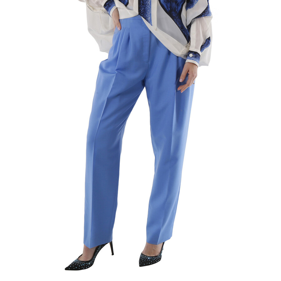 Burberry Vivid Cobalt Mohair Wool Pleated Pants - 3