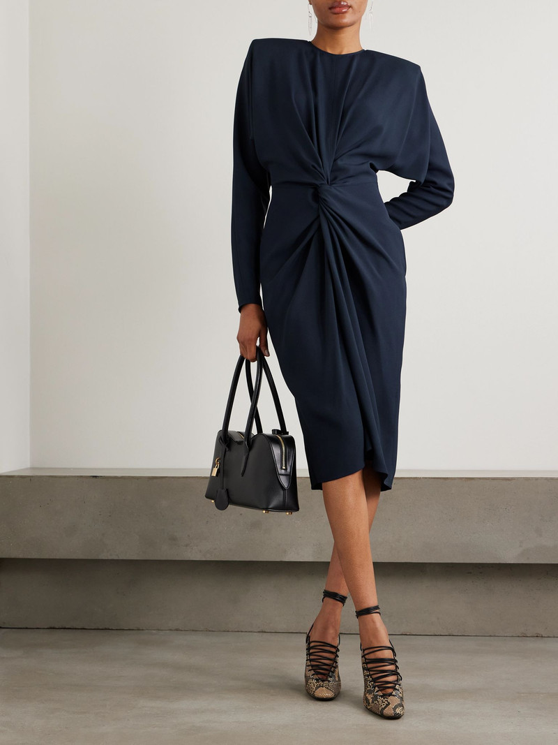 Stella McCartney Twist-front crepe midi dress Navy outlook