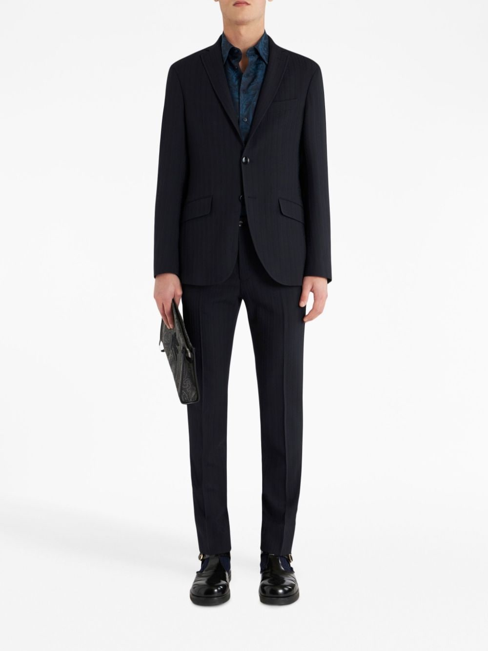 notched-lapels virgin wool-blend blazer - 4