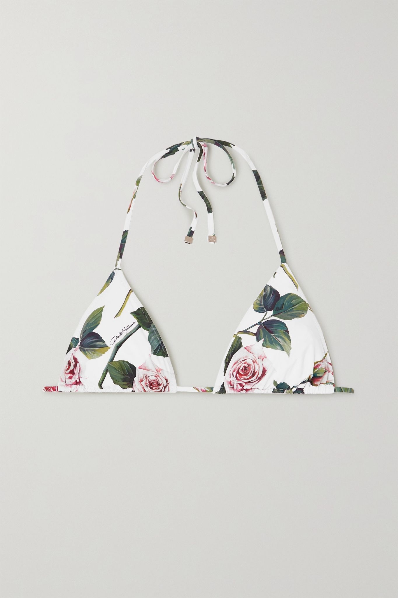 Floral-print triangle bikini top - 1