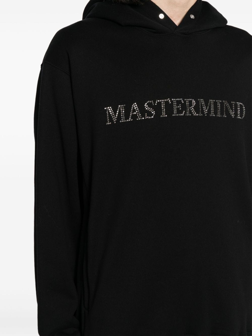 rhinestone-logo cotton hoodie - 5