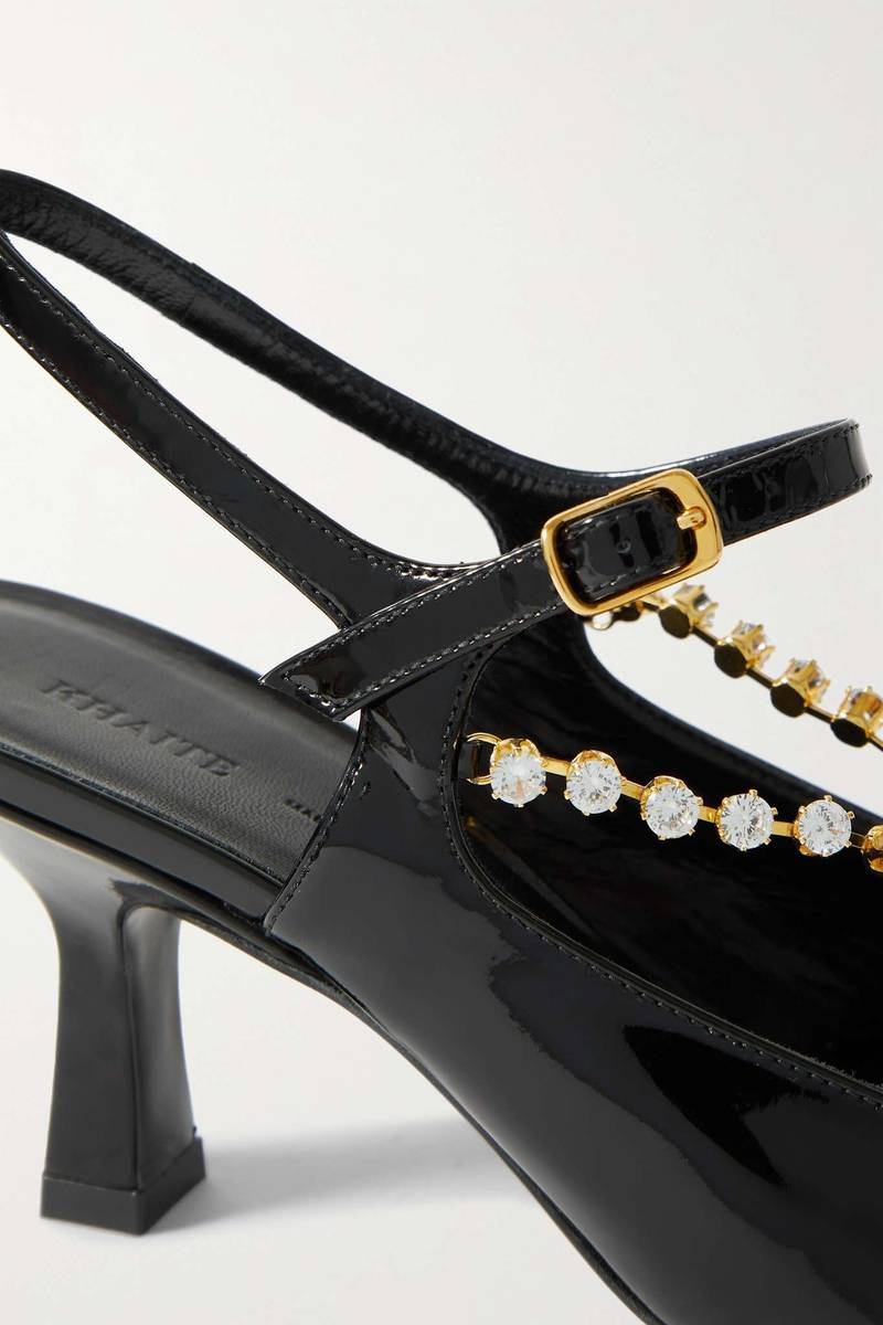 Sidney crystal-embellished patent-leather slingback pumps 4