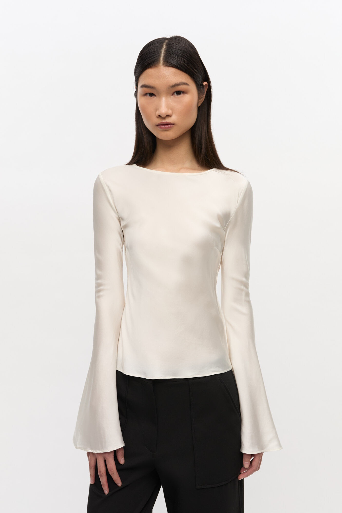 IVORY SATIN BLOUSE - 2