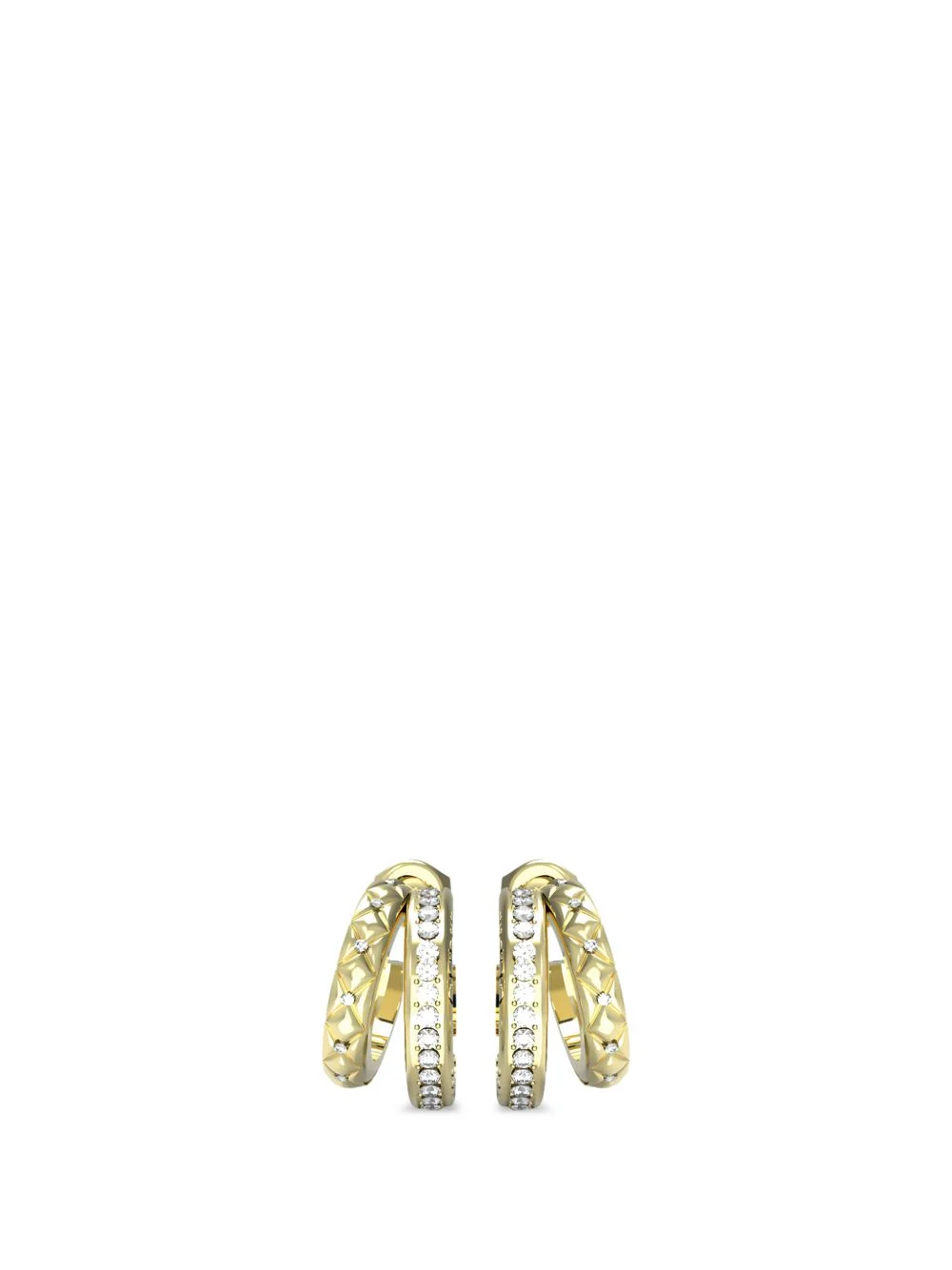 matelassé pavé-set double-hoop earrings - 1
