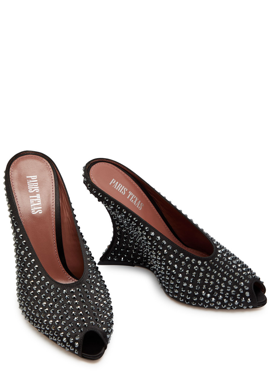Paris Texas Nina 105 Embellished Satin Mules - 3