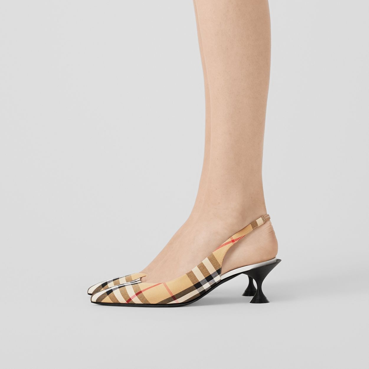 Vintage Check Slingback Pumps - 4