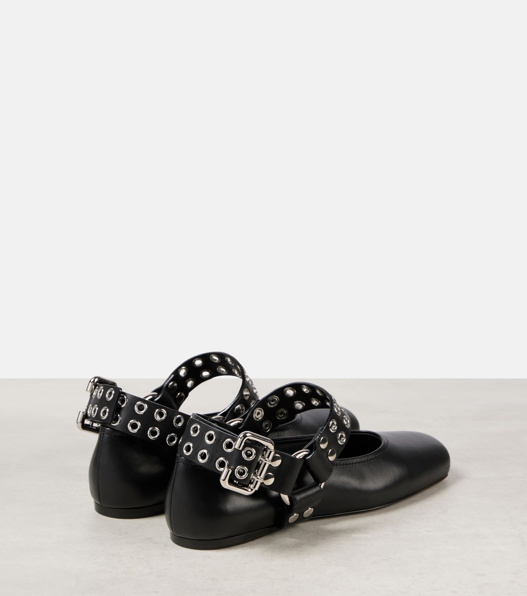Studded leather Mary Jane flats - 2