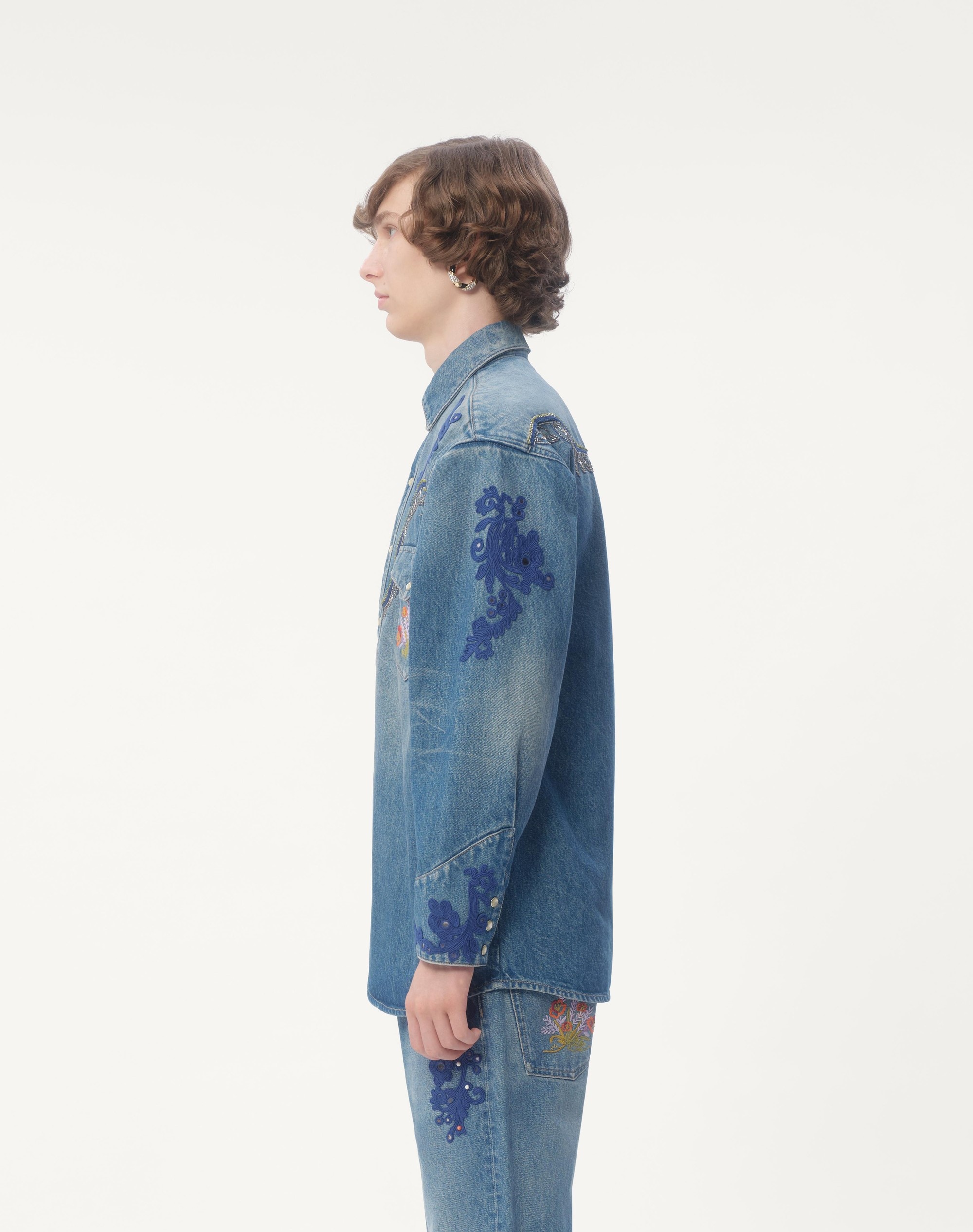 DENIM SHIRT WITH EMBROIDERY AND BEADS - 6