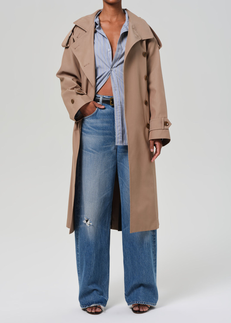 Favi Trench Coat In Dark Khaki 3