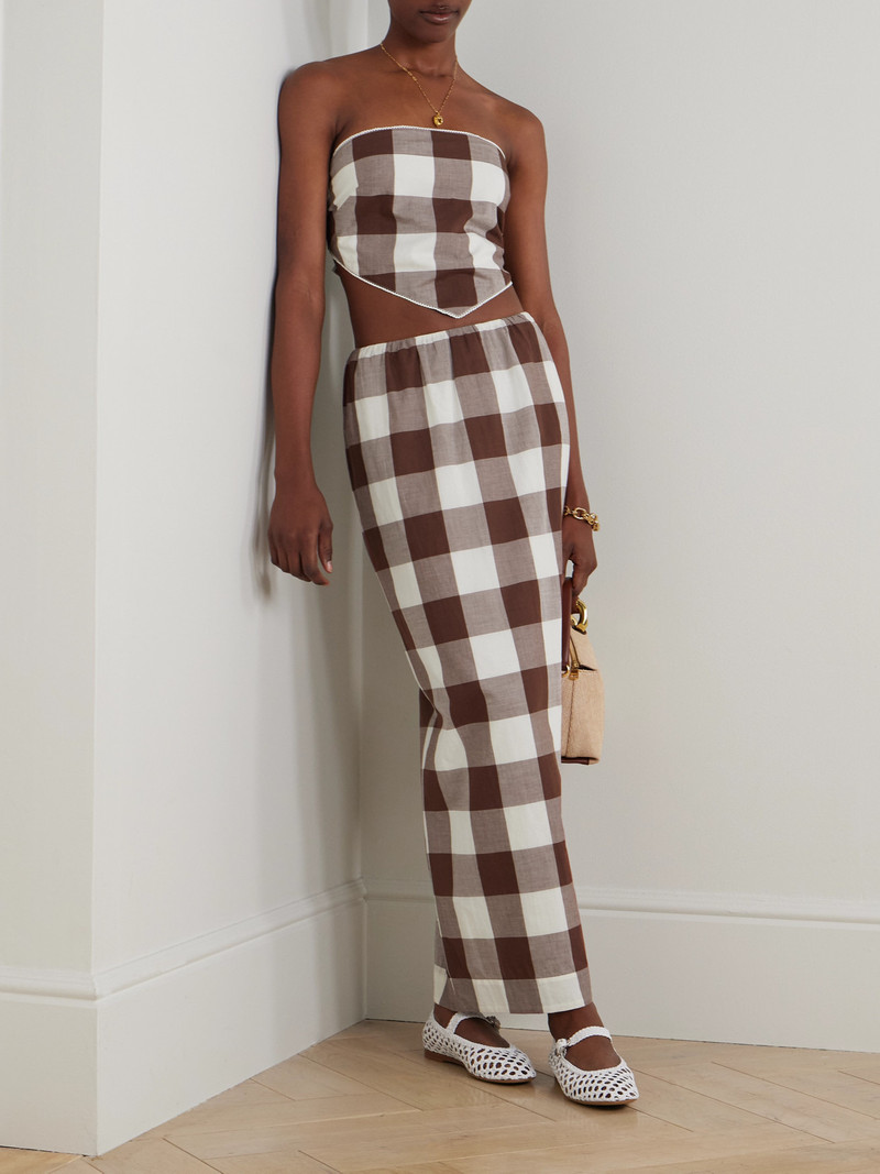 POSSE Mira Gingham Cotton-voile Maxi Skirt outlook