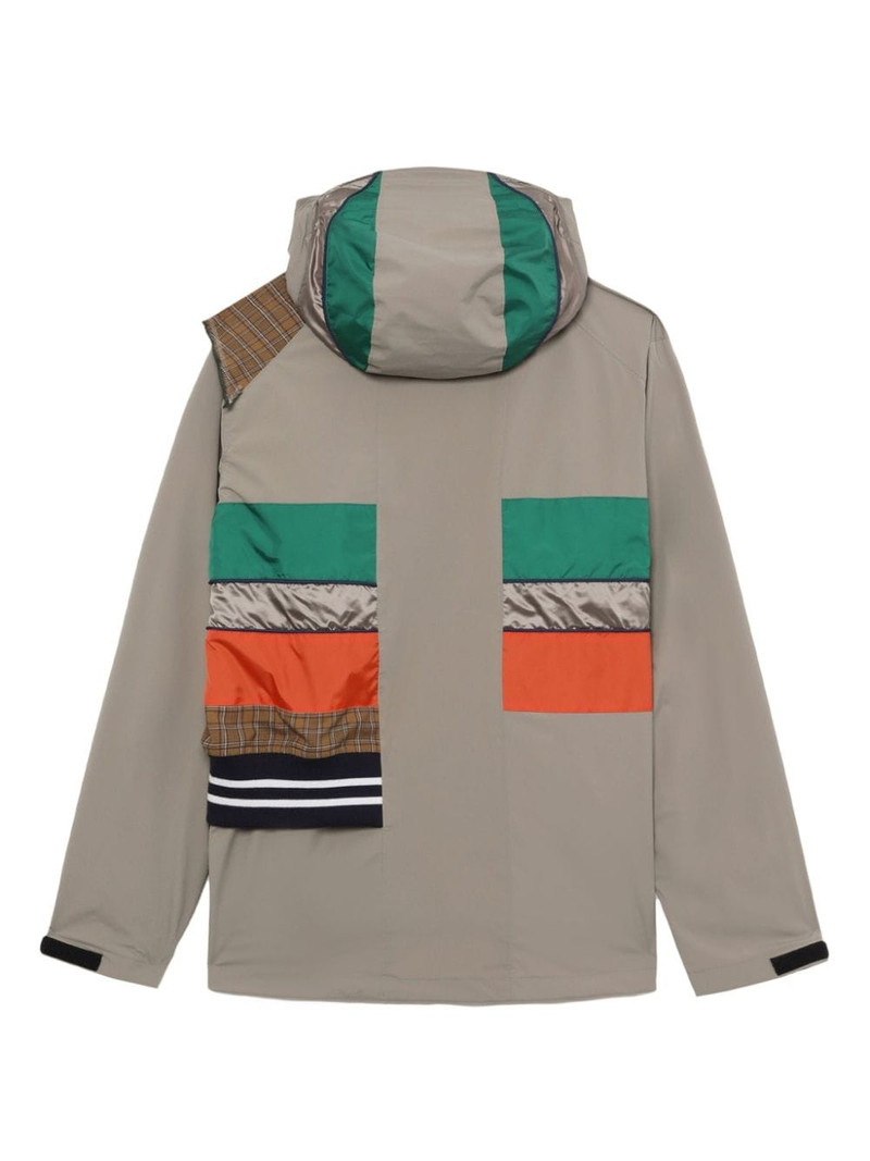 contrasting-panel hooded jacket 6