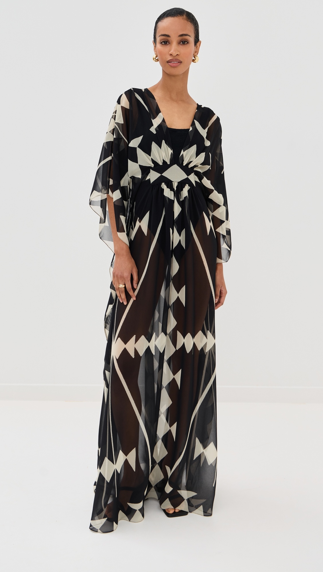 Black/Ecru Secret Garden Maxi Dress - 6