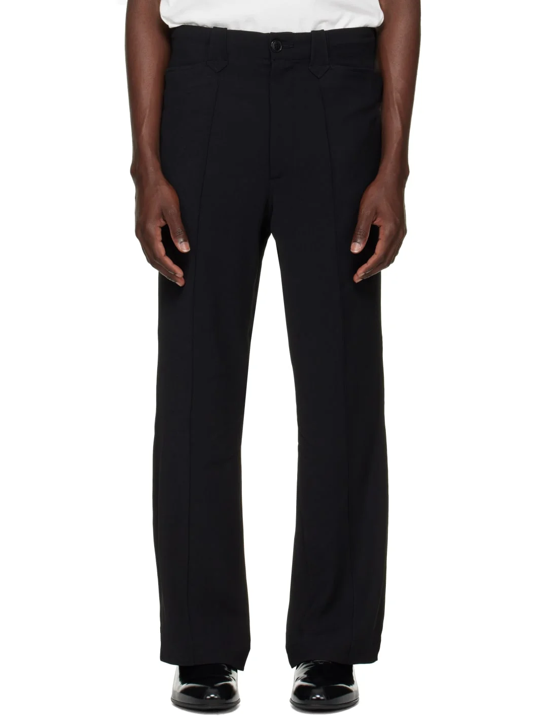 Black Poly Twill Western Leisure Trousers - 1