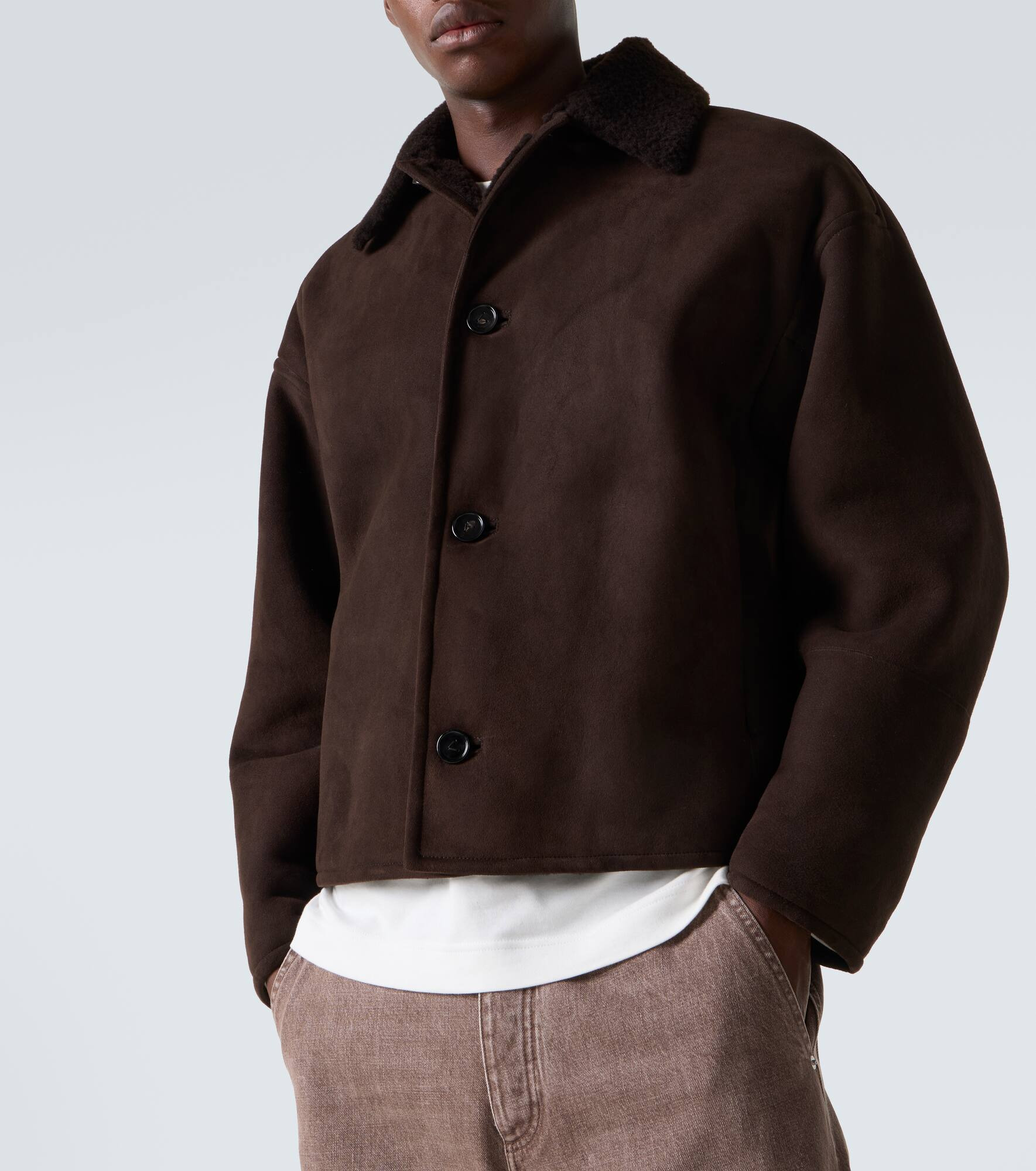 Leather and shearling jacket - 5