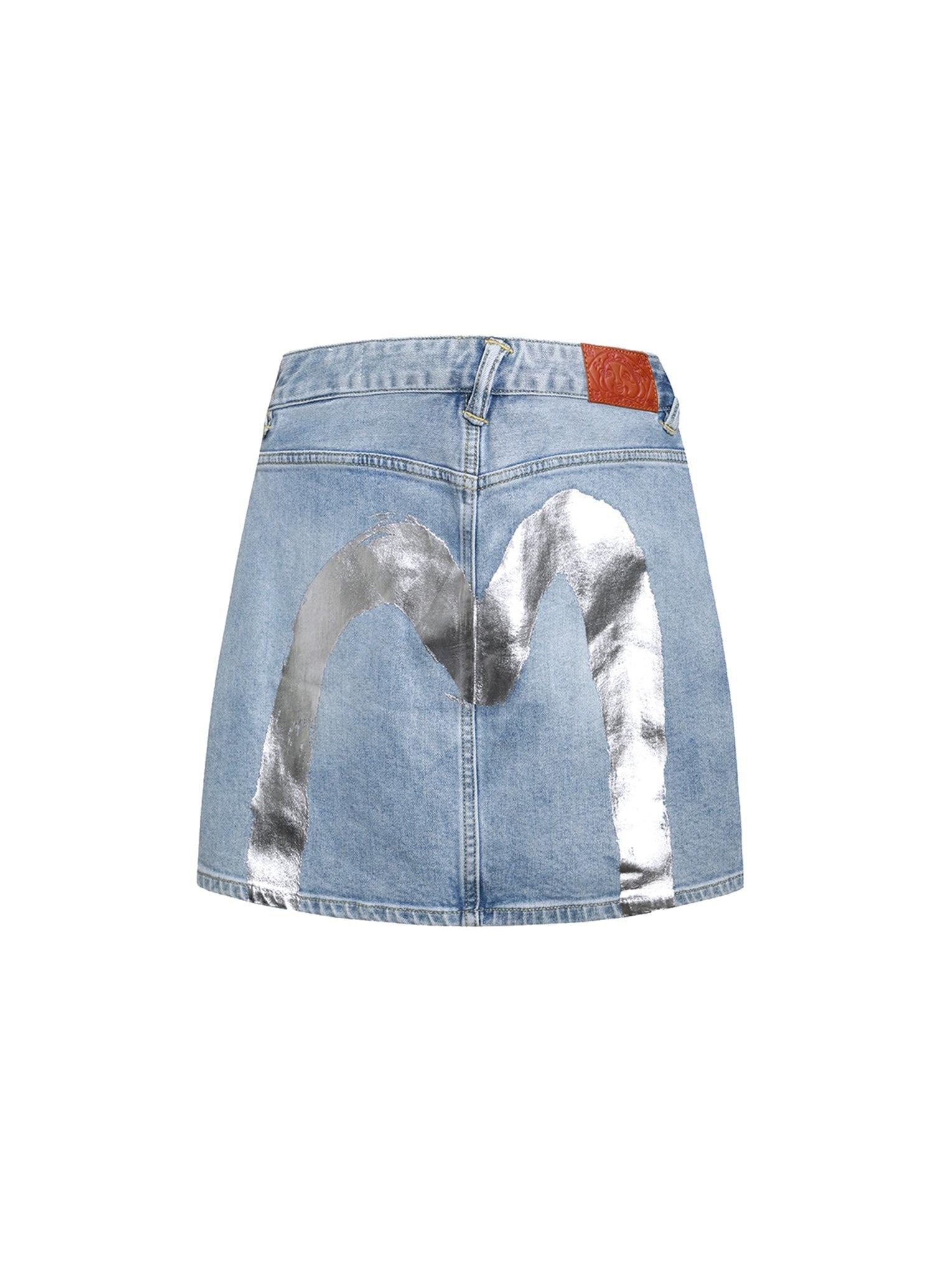 Foil Print Daicok Regular Fit Denim Skirt - 14