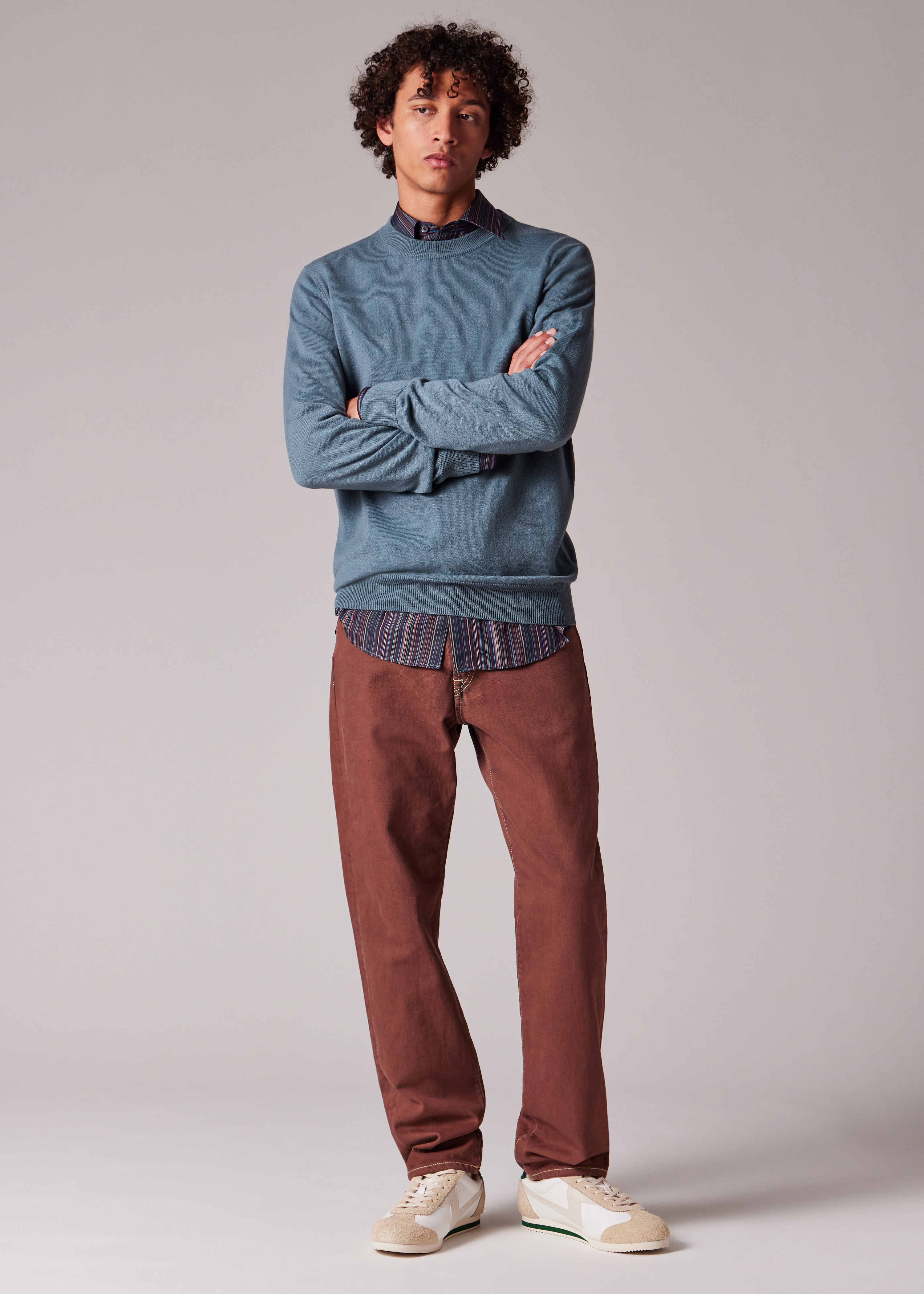 Stone Blue Cashmere Crew Neck Sweater - 9