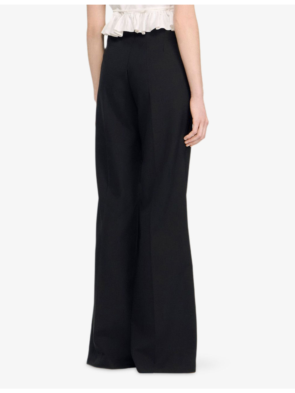 Satin-Stripe Flared-Leg High-Rise Wool-Blend Trousers - 4