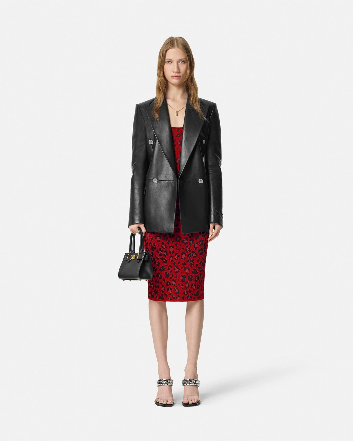 Leopard Lurex Fitted Knit Midi Dress - 2