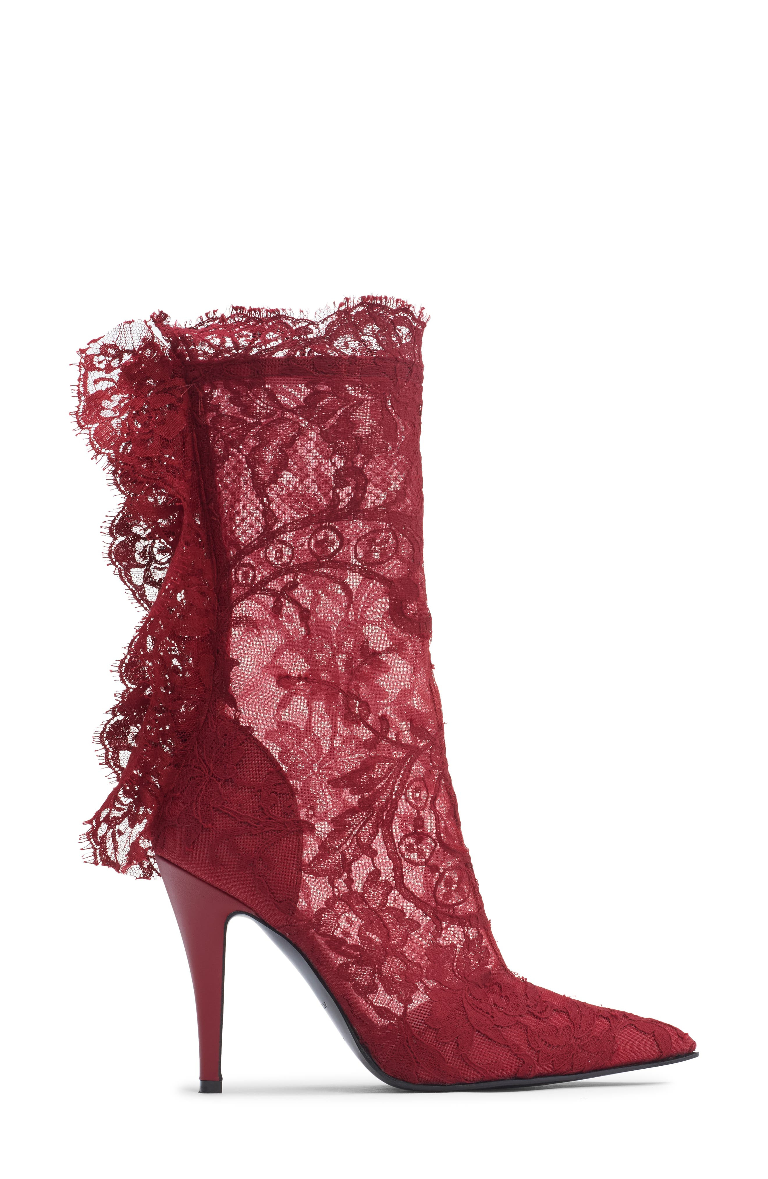 McQueen Pointed Toe Lace Boot in Crimson at Nordstrom - 3