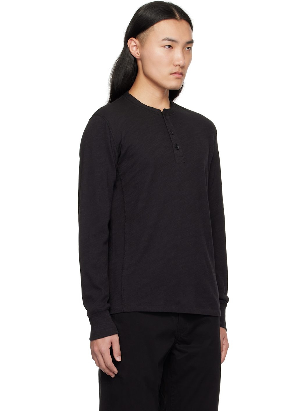 Black Classic Flame Henley - 2