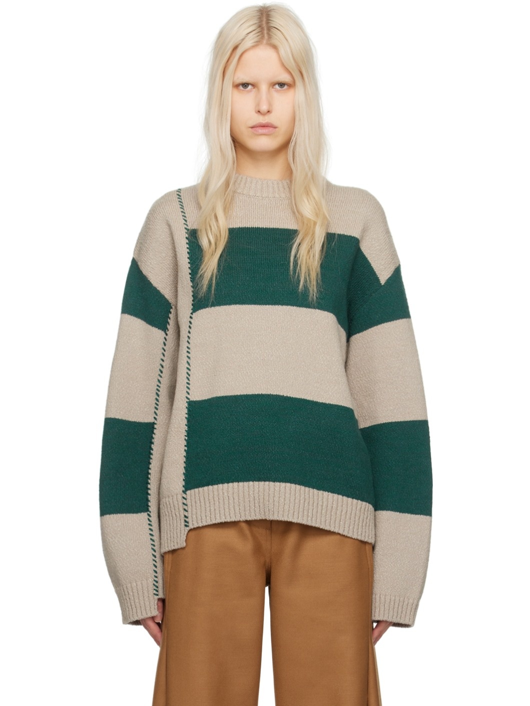 Beige & Green Baha Sweater - 1