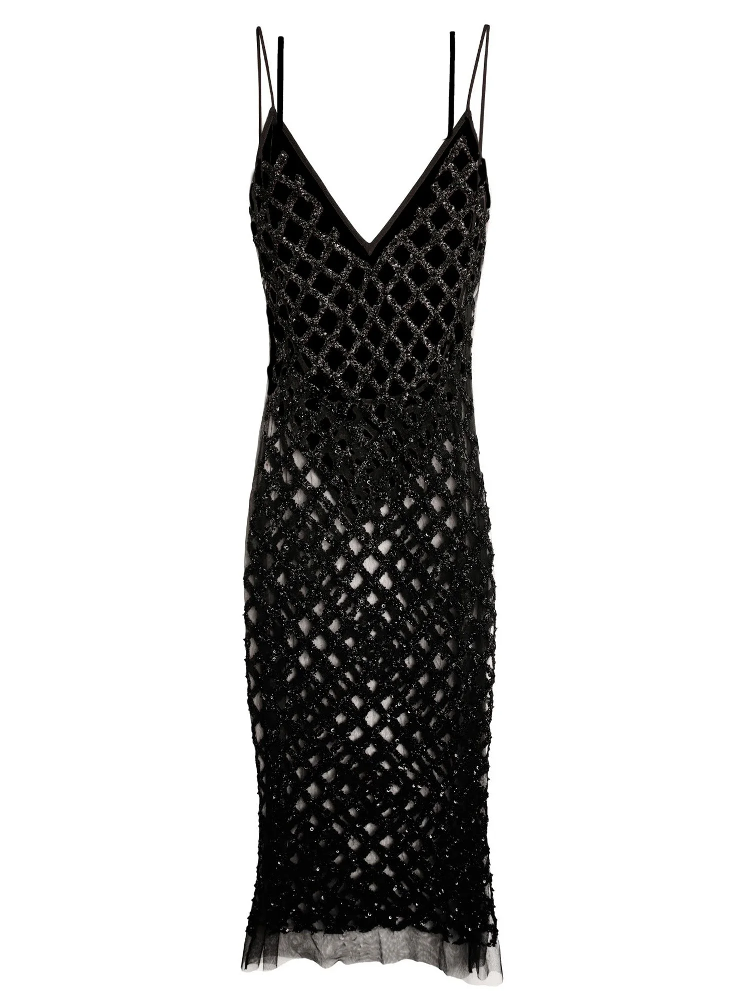 Embroidered Slip Dress with Bodysuit - 1