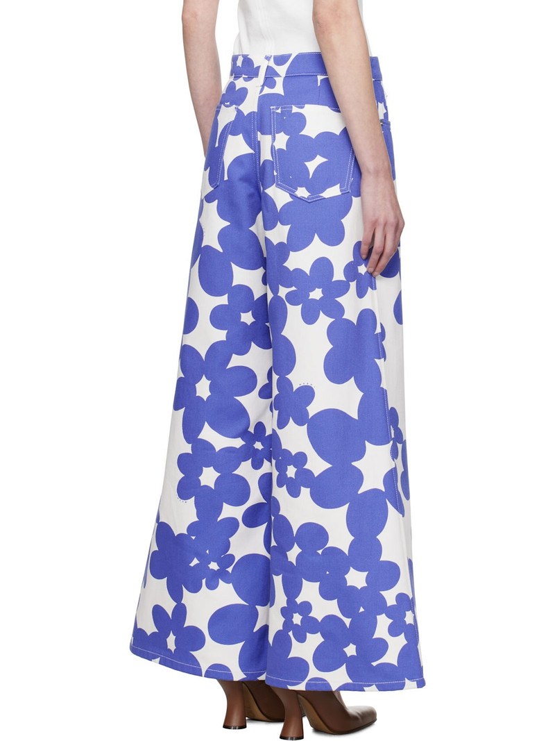 Blue & White Dillies Print Trousers 3