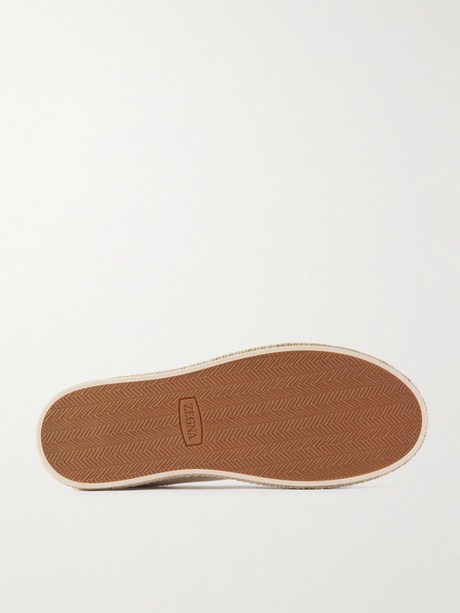 Triple Stitch™ Leather-Trimmed Canvas Slip-On Sneakers Beige - 3