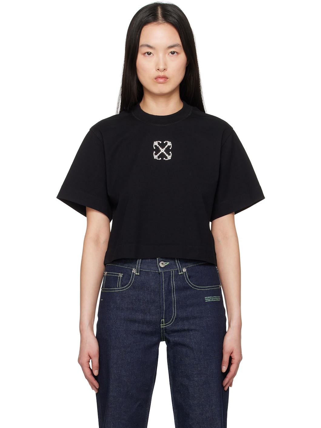 Black Jewel Mini Arrow Crop T-shirt - 1